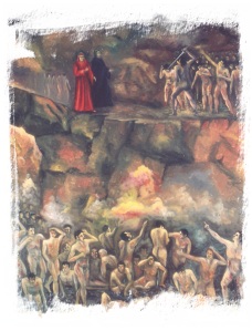 Inferno Canto XXX - Falsari - Olio su tela